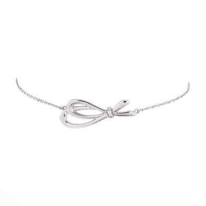 Tiffany & Co. Small Bow Knot Chain Bracelet 18K White Gold and Diamonds